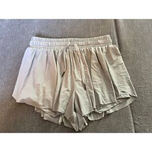 Luogongzi Athletic Running Shorts Small Gray Elastic Waist Drawstring Activewear